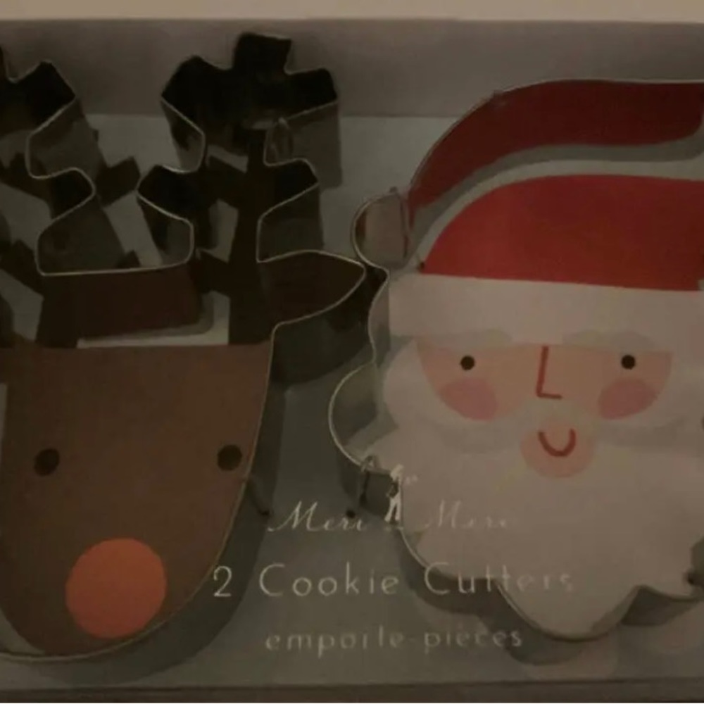Christmas Meri Meri Santa & Reindeer Cookie Cutters Set 2 Metal NIB